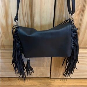 Black fringe crossbody bag